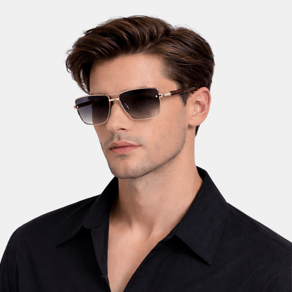 Męskie Letnie Kwadratowe Metalowe Okulary Przeciwsłoneczne