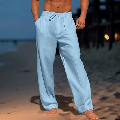 Męskie Letnie Lniane Luźne Casual Spodnie