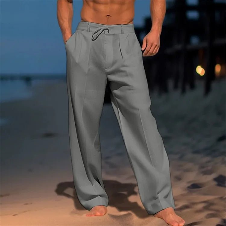 Męskie Letnie Lniane Luźne Casual Spodnie