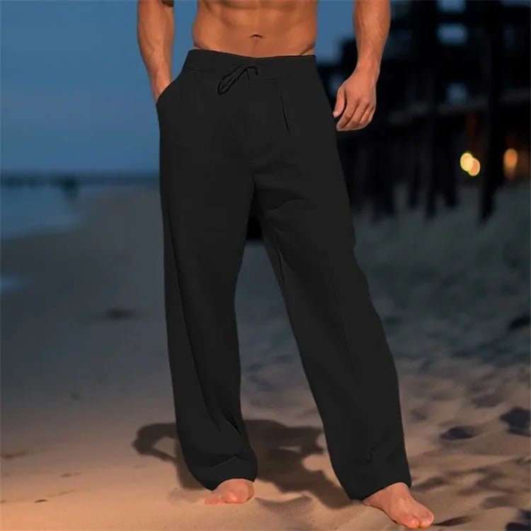 Męskie Letnie Lniane Luźne Casual Spodnie