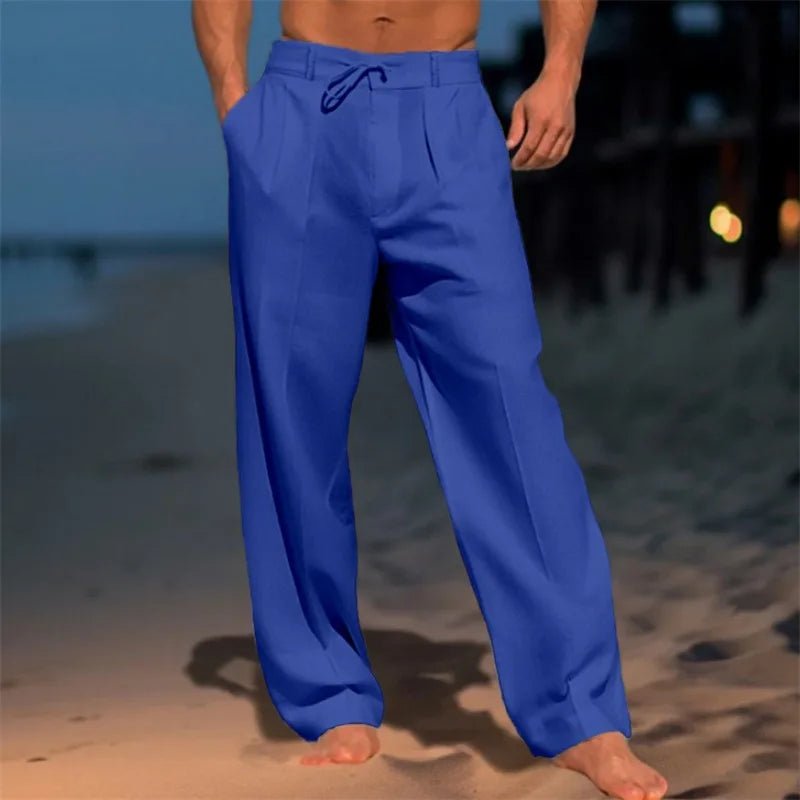 Męskie Letnie Lniane Luźne Casual Spodnie