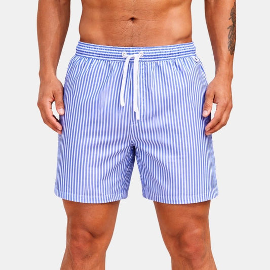 Męskie Letnie Paskowane Elastyczna Talia Szorty Kąpielowe