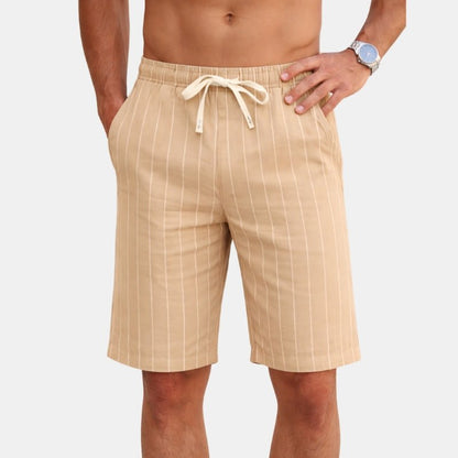 Męskie Letnie Paskowane Szorty ze Sznurkiem