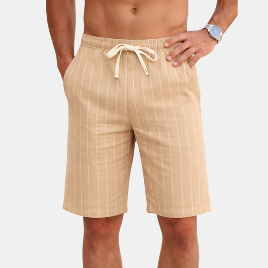 Męskie Letnie Paskowane Szorty ze Sznurkiem