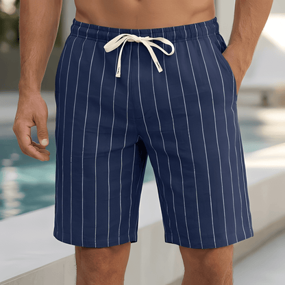 Męskie Letnie Paskowane Szorty ze Sznurkiem