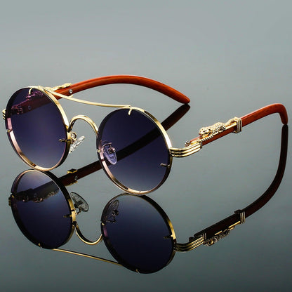 Męskie Letnie Retro Okrągłe Metal Okulary Przeciwsłoneczne