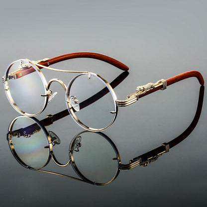 Męskie Letnie Retro Okrągłe Metal Okulary Przeciwsłoneczne