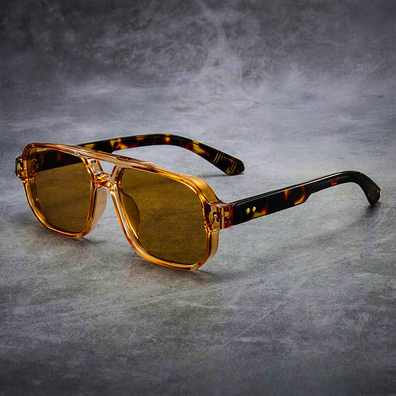 Męskie Letnie Retro Oversized Kwadratowe Metal Okulary Przeciwsłoneczne