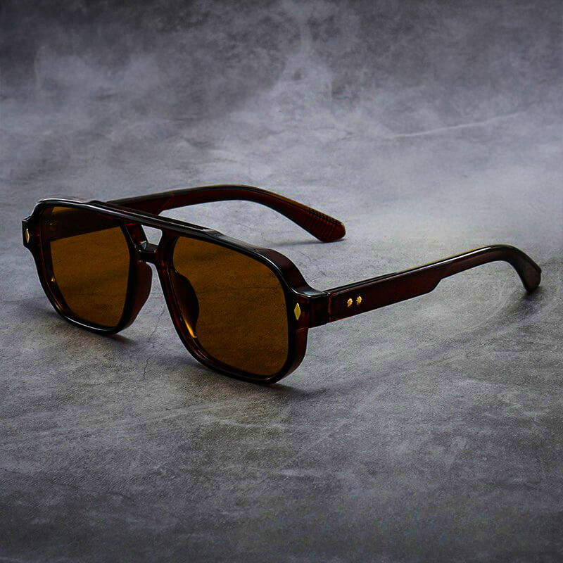 Męskie Letnie Retro Oversized Kwadratowe Metal Okulary Przeciwsłoneczne