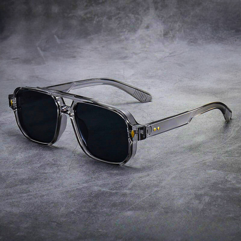 Męskie Letnie Retro Oversized Kwadratowe Metal Okulary Przeciwsłoneczne