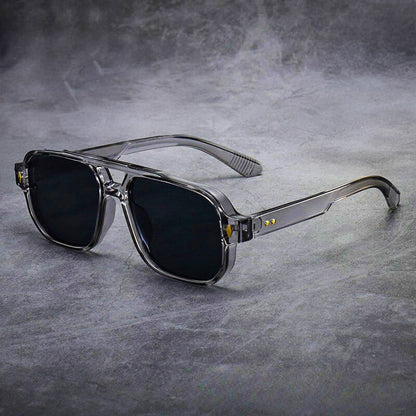 Męskie Letnie Retro Oversized Kwadratowe Metal Okulary Przeciwsłoneczne