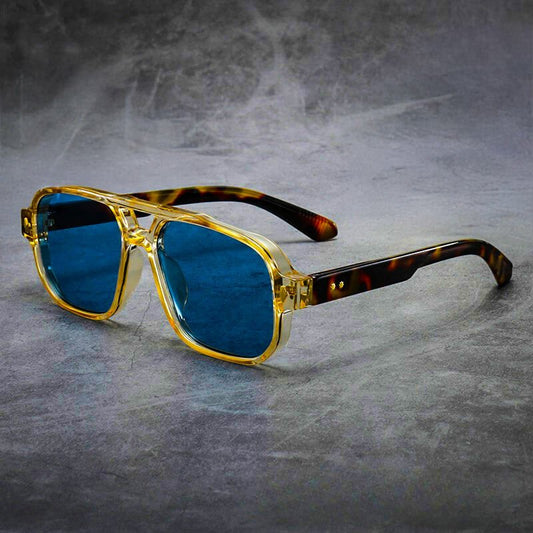 Męskie Letnie Retro Oversized Kwadratowe Metal Okulary Przeciwsłoneczne