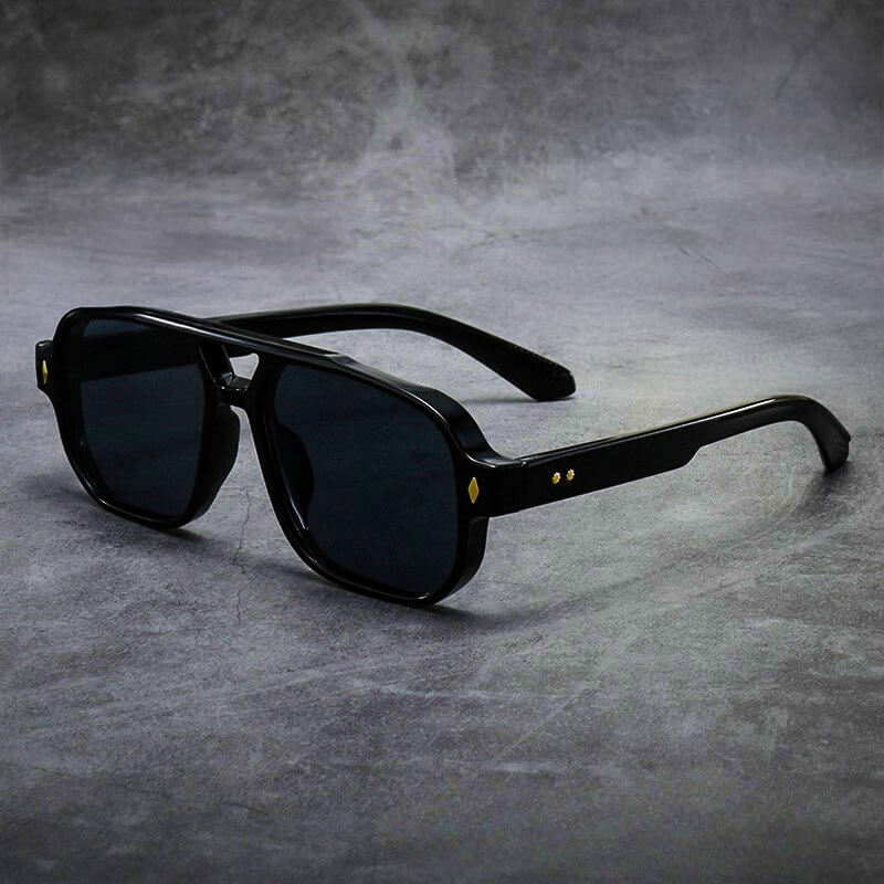 Męskie Letnie Retro Oversized Kwadratowe Metal Okulary Przeciwsłoneczne