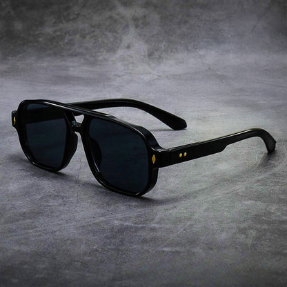Męskie Letnie Retro Oversized Kwadratowe Metal Okulary Przeciwsłoneczne