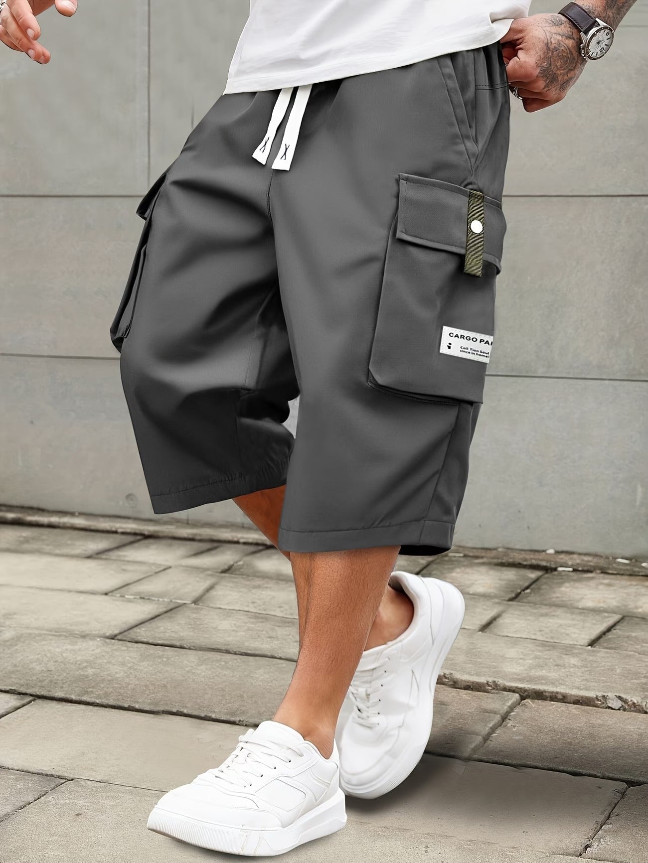 Męskie Letnie Szorty Cargo Casual Ze Sznurkiem I Kieszeniami