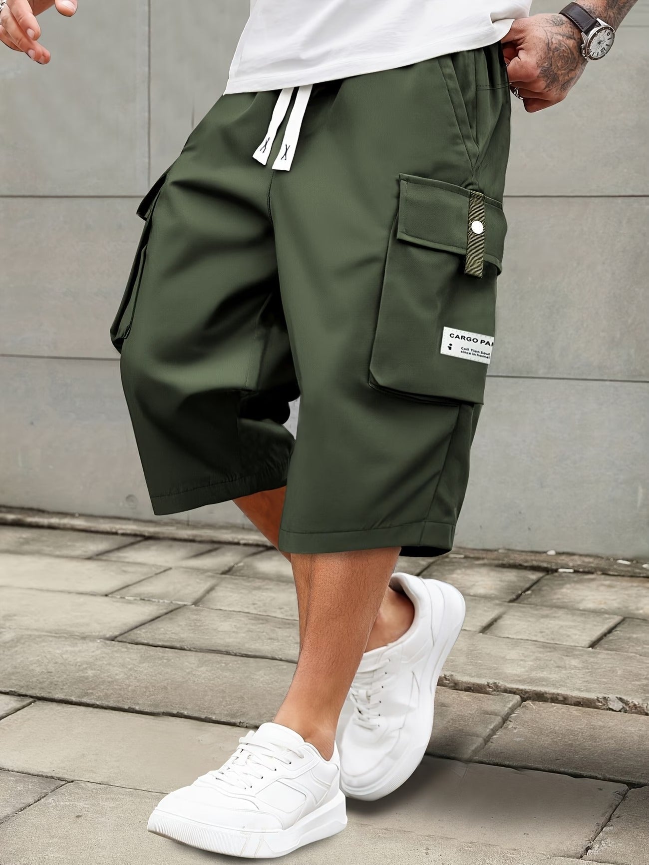 Męskie Letnie Szorty Cargo Casual Ze Sznurkiem I Kieszeniami