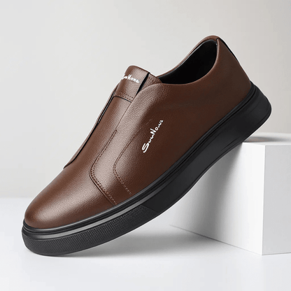 Męskie Letnie Wsuwane Skórzane Sneakersy