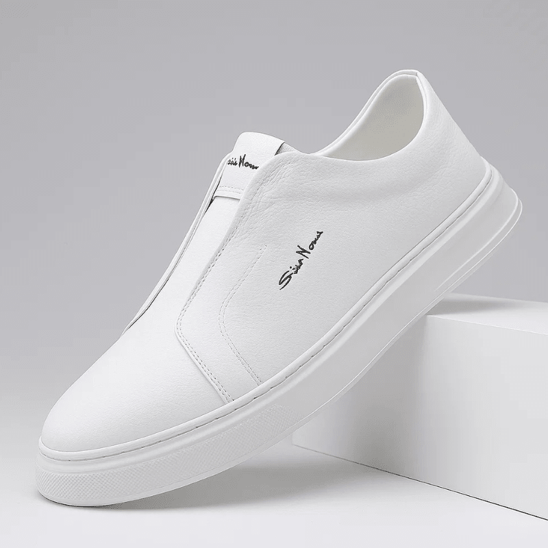 Męskie Letnie Wsuwane Skórzane Sneakersy