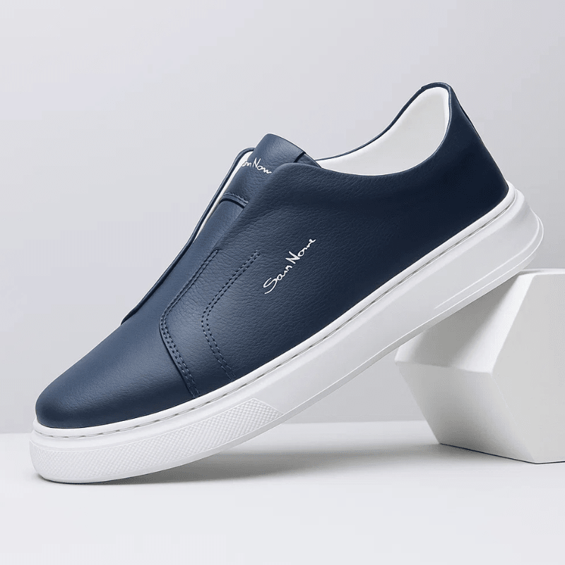 Męskie Letnie Wsuwane Skórzane Sneakersy