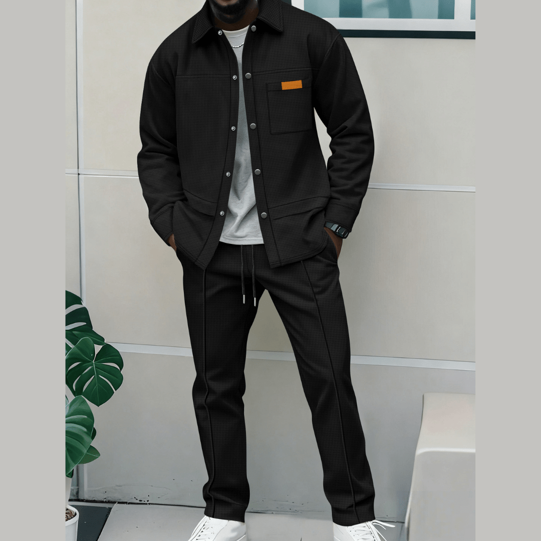 Nowoczesny Zimowy Komplet z Koszulową Górą (Męski)