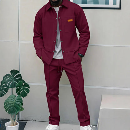 Nowoczesny Zimowy Komplet z Koszulową Górą (Męski)