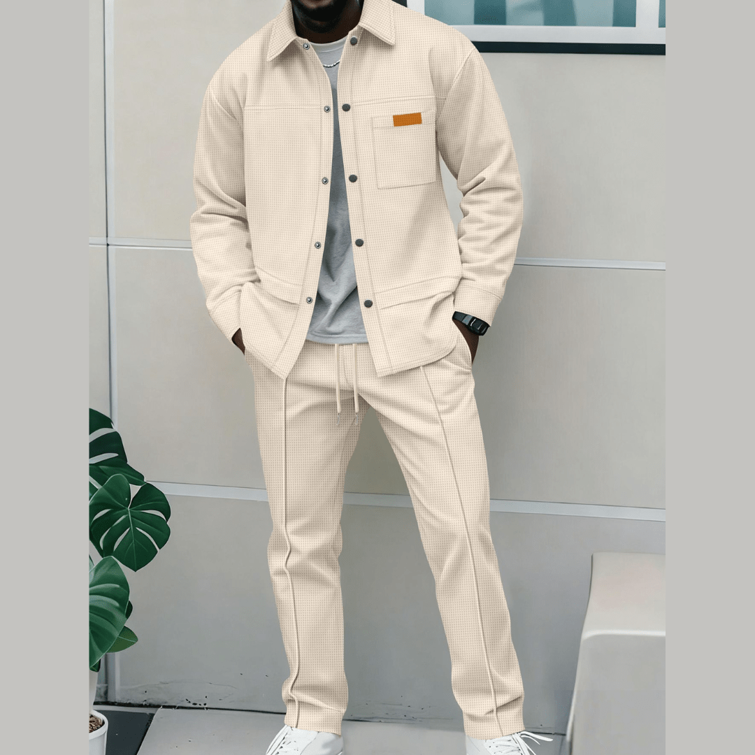 Nowoczesny Zimowy Komplet z Koszulową Górą (Męski)