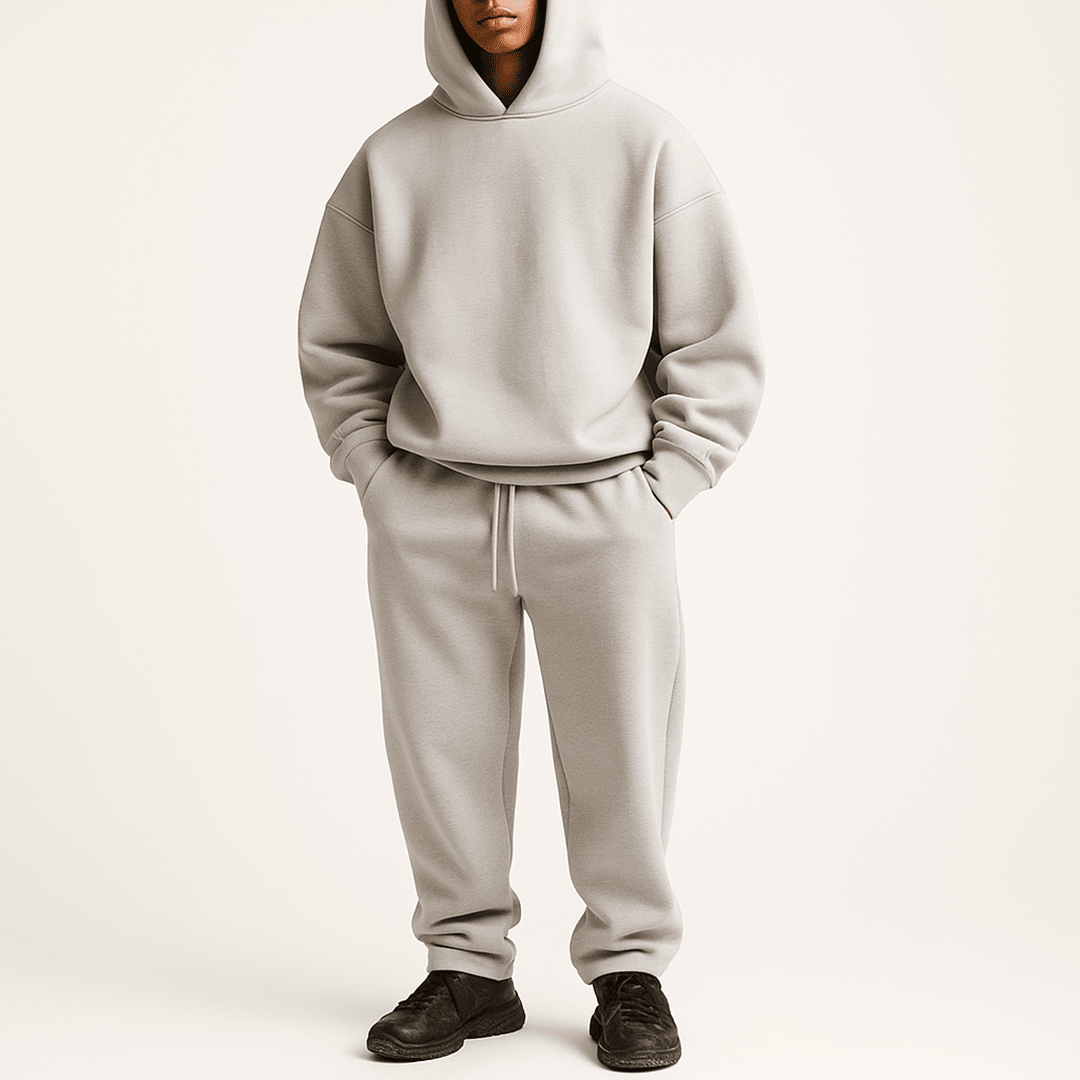 Oversize Zimowy Komplet Dwuczęściowy z Kapturem (Męski)