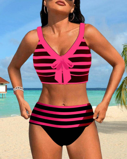 Pasiaste Bikini z Wysokim Stanem (Damskie)