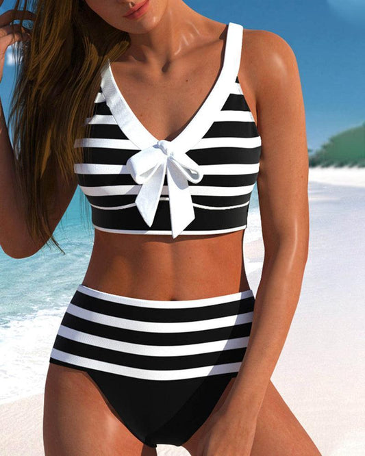 Pasiaste Bikini z Wysokim Stanem (Damskie)