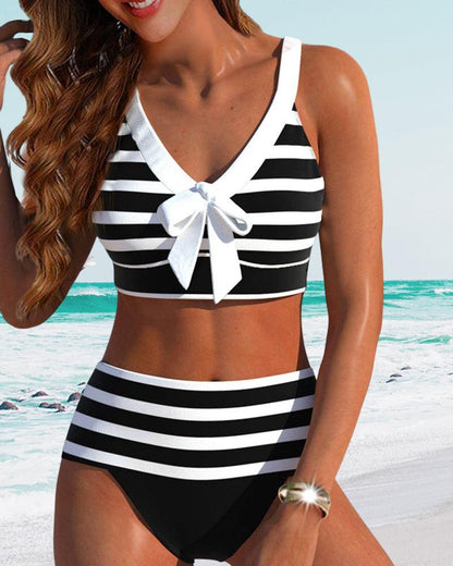 Pasiaste Bikini z Wysokim Stanem (Damskie)