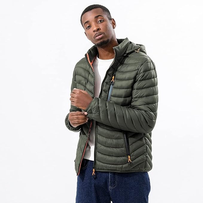 Pikowana Zimowa Kurtka z Ocieplanym Kapturem (Męska)