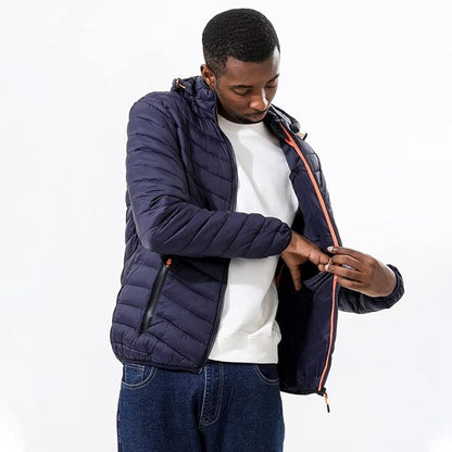 Pikowana Zimowa Kurtka z Ocieplanym Kapturem (Męska)