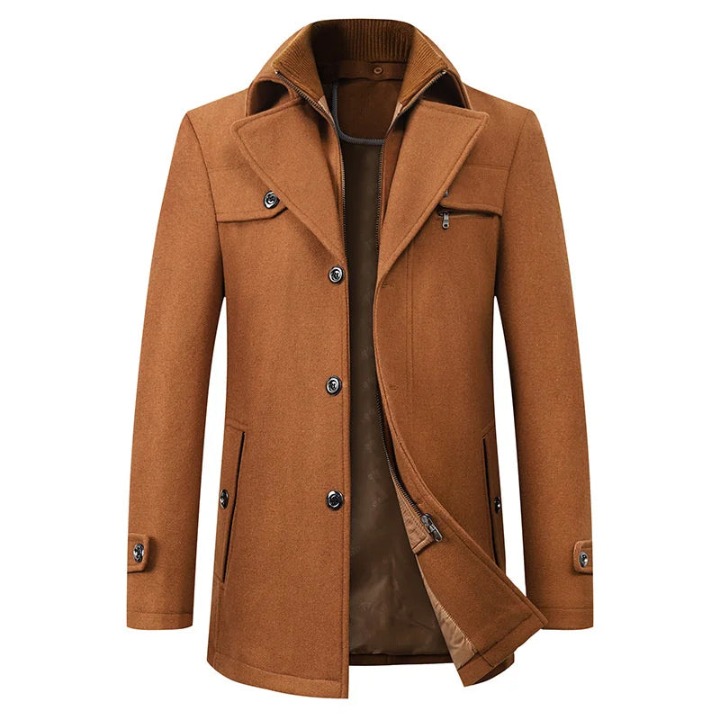 Brown coat with buttons on a white background