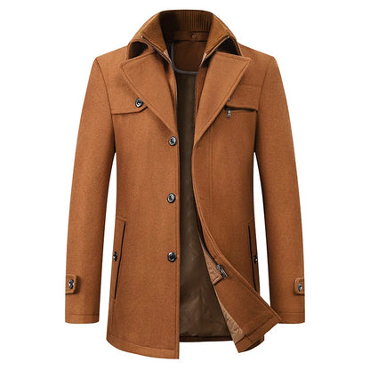 Brown coat with buttons on a white background