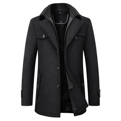Black coat with buttons on a white background