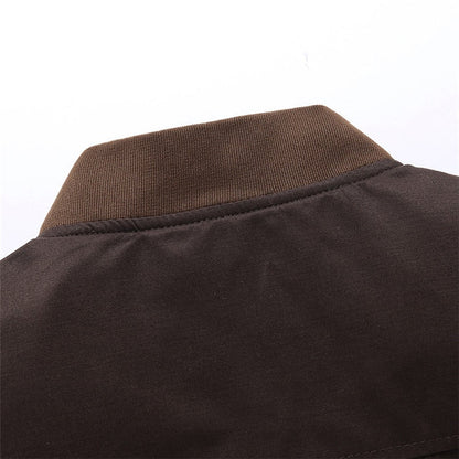 Close-up of a brown jacket with a collar on a white background