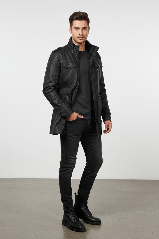 Regulowana Zimowa Kurtka z Wysokim Zapięciem (Męska)