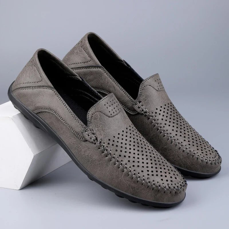 Leren Mocassins met Perforatie (Heren)