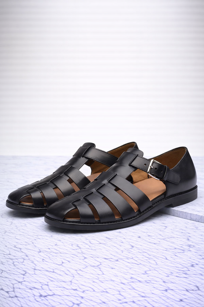 Sandales en cuir avec fermeture à boucle (Homme)