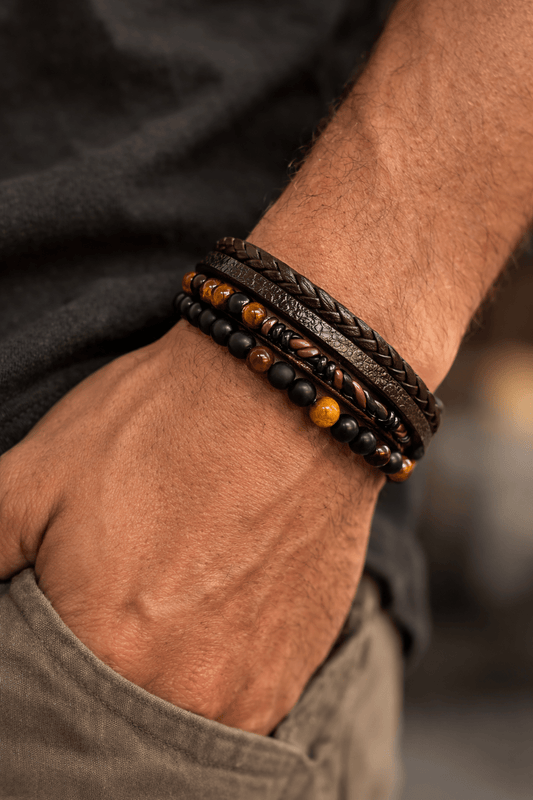 Skórzany Zestaw Bransoletek (Męskie)