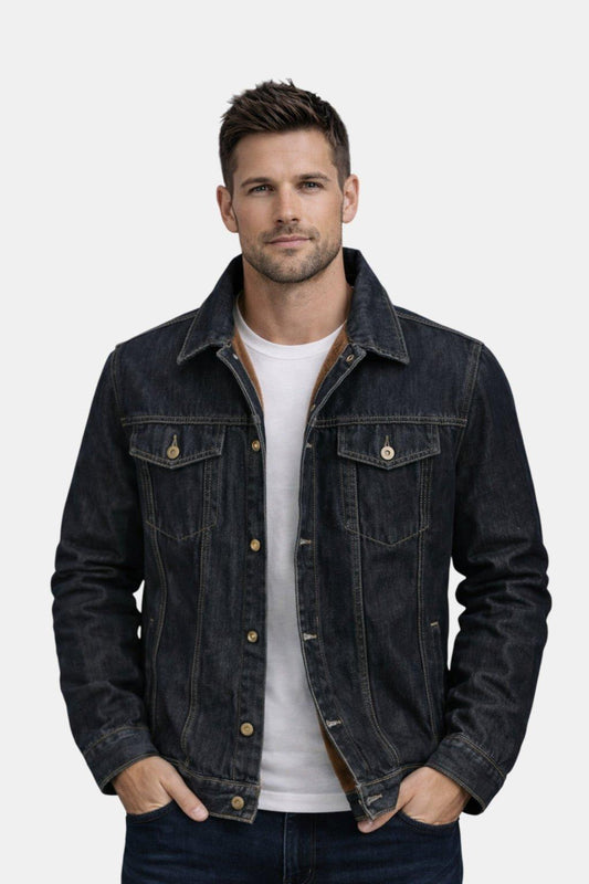 Veste en Jean Stylée Printanière avec Doublure en Peau (Homme)