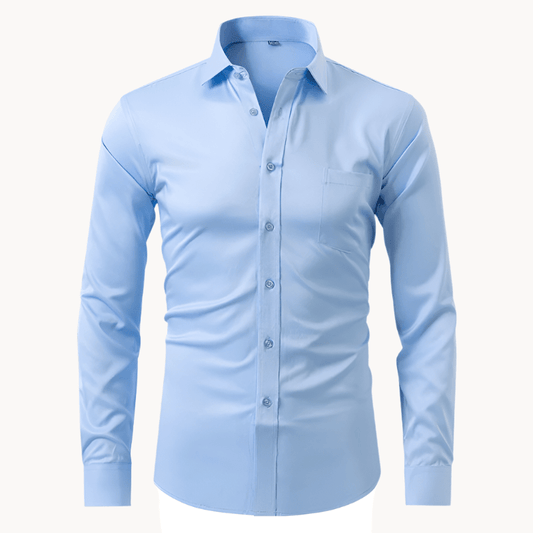 Light blue dress shirt on a white background