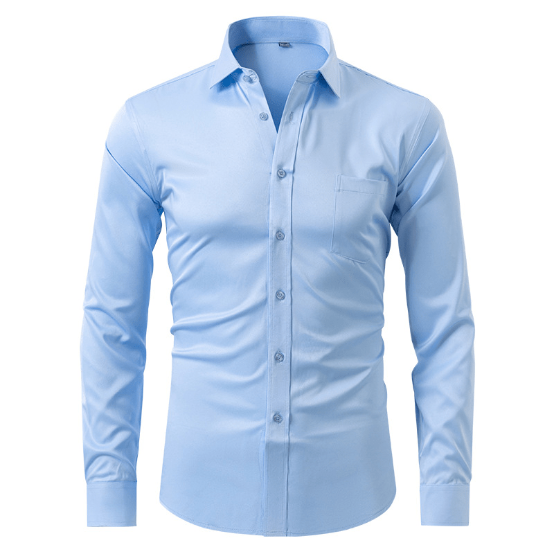 Light blue dress shirt on a white background