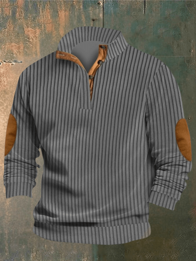 Striped sweater with brown accents on a textured background
