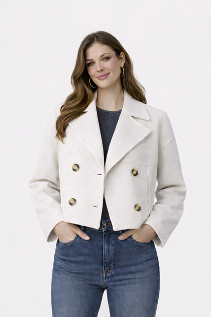 Veste élégante à double boutonnage de printemps – Légère et stylée (Femme)