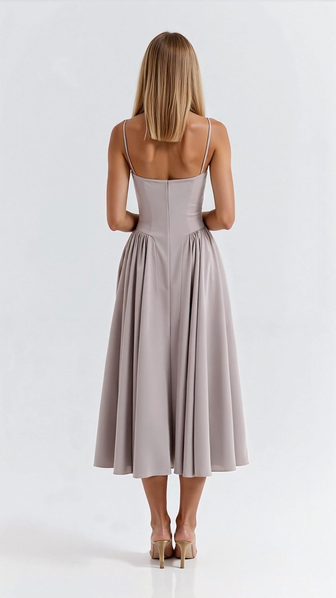 Wiosenna Elegancka Sukienka Midi Wieczorowa (Damska)