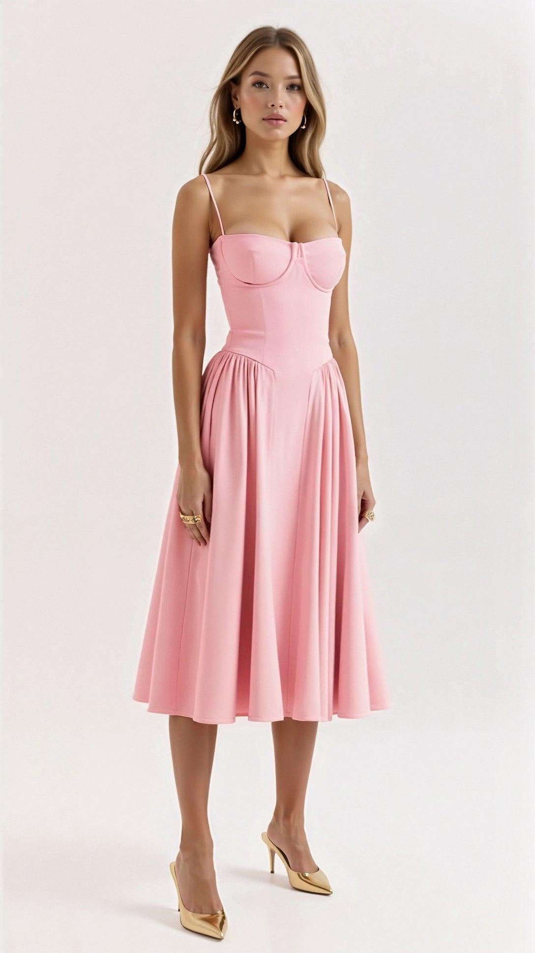 Wiosenna Elegancka Sukienka Midi Wieczorowa (Damska)