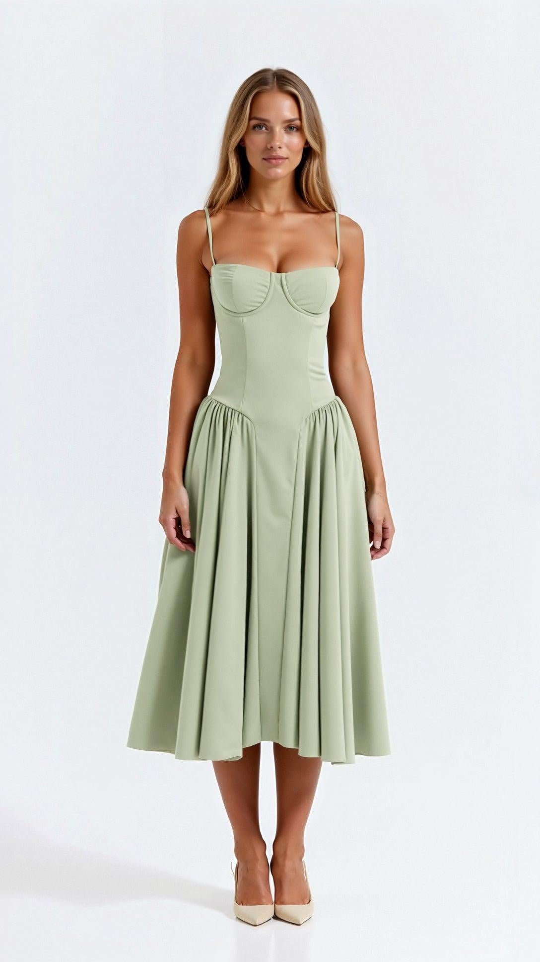 Wiosenna Elegancka Sukienka Midi Wieczorowa (Damska)