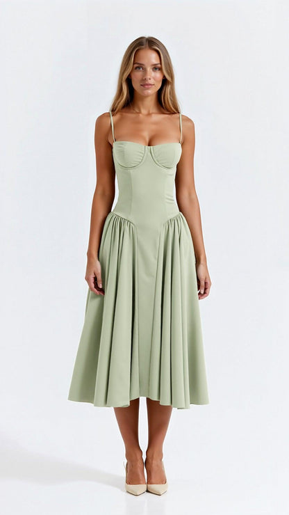 Wiosenna Elegancka Sukienka Midi Wieczorowa (Damska)