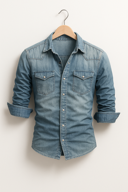 Chemise Jeans Classique Casual de Printemps pour le Quotidien (Homme)